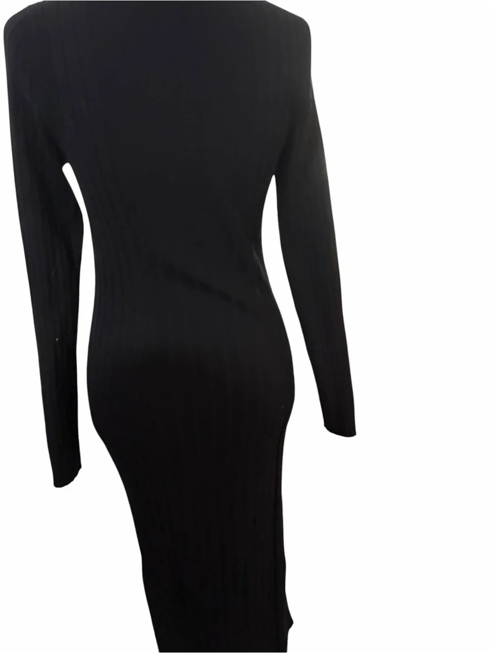 Fitted Black Maxi Dress with Green Trim